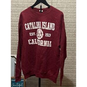 Catalina Island California Sweatshirt Port‎ & Company Crewneck Large Maroon